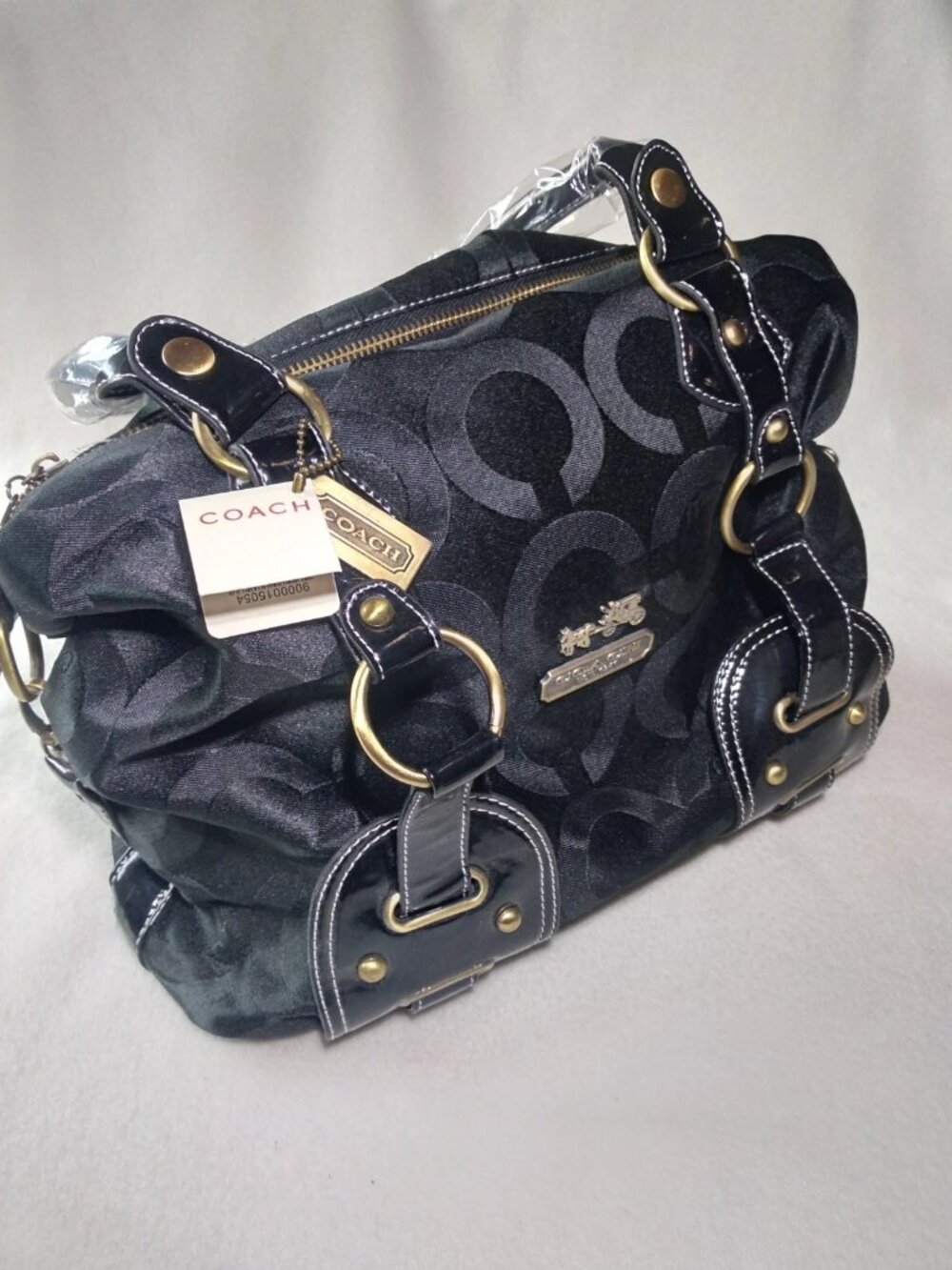 Vintage Authentic Coach Satchel with Removable Strap Leather Trim New with Tags